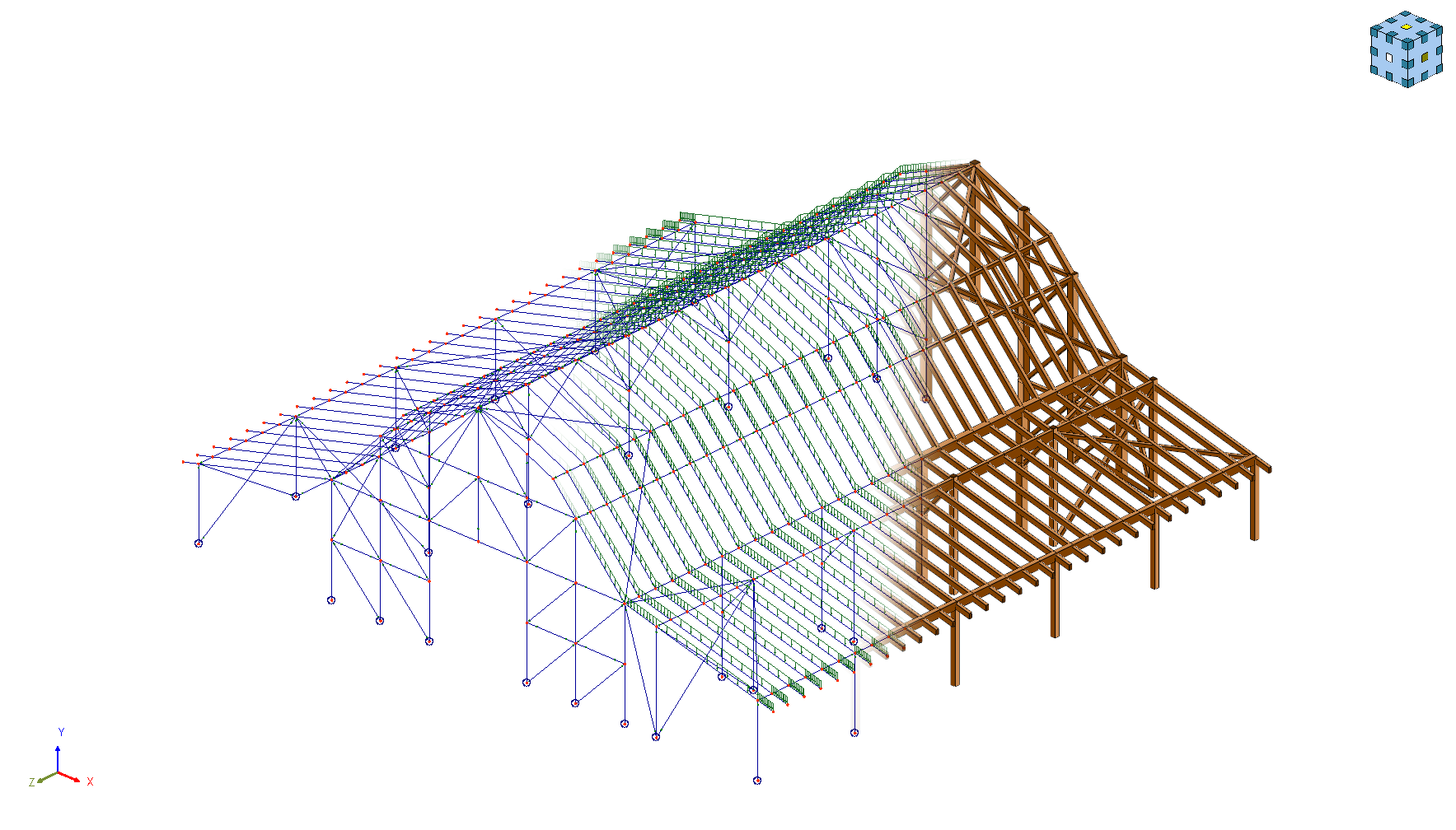 Estructura mixta de acero y madera calculada con Metalpla y Estrumad v12